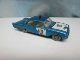 Matchbox/ Lesney 55b Ford Fairlane Police Car Blue / GREY Plastic Wheels 2