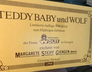 Steiff Teddy Baby and Wolf Box LE 1000 No.  0177/00 EAN 407901 11
