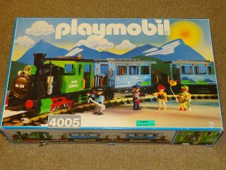 Playmobil Train Set 4005 Set Green & Blue Set Complete G Scale