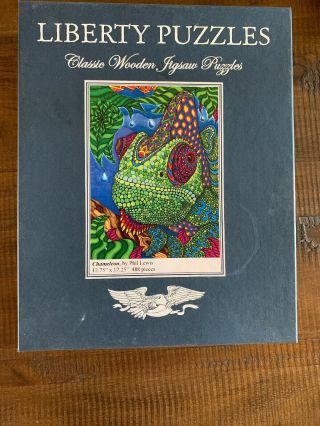 Liberty Wooden Jigsaw Puzzle - Chameleon By Phil Lewis 488pcs.  Complete