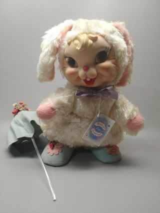 Vintage Rushton Star Creations Large Bunny Rabbit With Umbrella Hang Tag