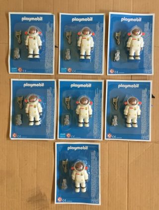 Playmobil,  Lote Of 7 Astronaut Figure With The Bubble Damage,  2016,  Moc.
