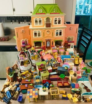 Fisher Price Loving Family Grand Mansion Dollhouse People Vans 88 Accessories