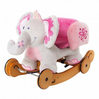 Labebe Child Rocking Horse Toy,  Pink Rocking Horse Plush,  2 In 1 Elephant Rocker
