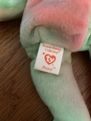 Ty Beanie Baby " Peace " Bear Very Collectible 2 Together