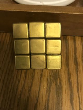Vintage Playable Rubik ' s Cube Brass Metal 3X3 Rare 2