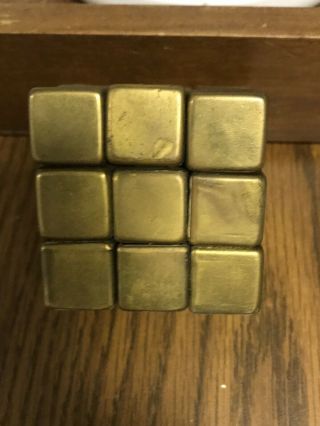 Vintage Playable Rubik ' s Cube Brass Metal 3X3 Rare 3