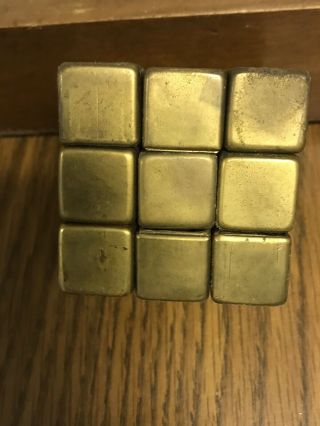 Vintage Playable Rubik ' s Cube Brass Metal 3X3 Rare 4