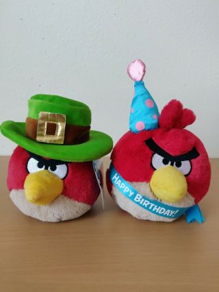 Angry Birds Plush Red Birthday With Sound & St Patrick No Sound Plush 5 "