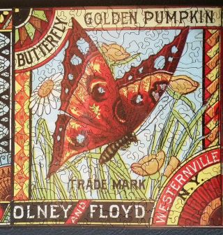 Last Chance Liberty—Butterfly Golden Pumpkin.  Wooden puzzle.  309 pc.  COMPLETE 4
