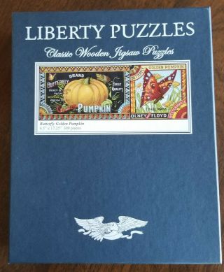 Last Chance Liberty—Butterfly Golden Pumpkin.  Wooden puzzle.  309 pc.  COMPLETE 8