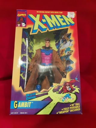 Vintage 1994 Marvel X - Men 10 " Gambit Deluxe Edition Action Figure Toy Biz