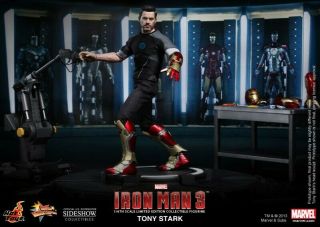(us) Hot Toys 1/6 Iron Man 3 Mms191 Tony Stark Armor Testing Workshop Set Figure