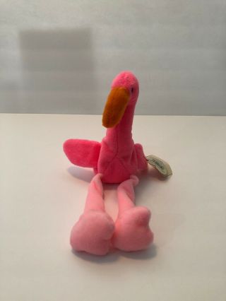 Rare Ty Beanie Baby Pinky The Flamingo With Errors