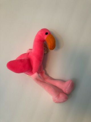 Rare Ty Beanie Baby Pinky The Flamingo With Errors 2