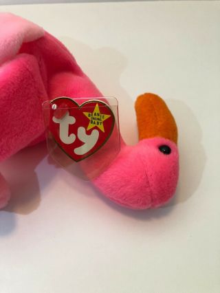 Rare Ty Beanie Baby Pinky The Flamingo With Errors 3