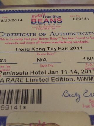 Authenticated ty Hong kong toy fair beanie 2011 extremely rare few produced 3