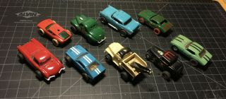 Vintage HO slot cars,  mixed types,  Unique styles,  9 cars 2