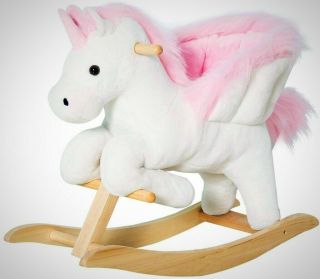 Qaba Kids Rocking Chair Plush Unicorn Seat Baby Ride On Horse Rocker Play Toy