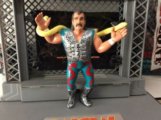 Wwf Ljn Custom Hand Painted Jake The Snake Roberts With Damien The Snake