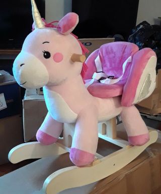 Labebe Child Rocking Horse Toy,  Pink,  Plush,  Unicorn Rocker For Child.  Price Drop