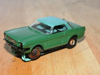 Vintage Aurora Thunderjet Tjet Ford Mustang Olive with Green Roof RARE 2