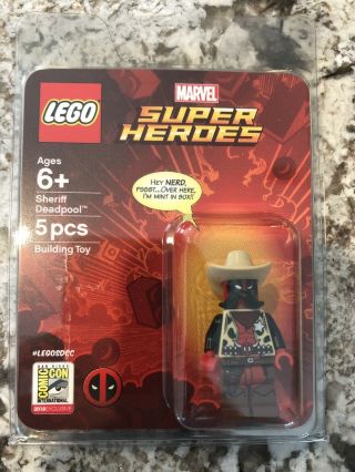 Lego Sdcc 2018 Exclusive Sheriff Deadpool Marvel Minifigure Rare