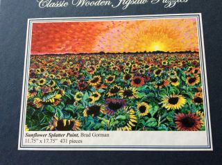 Liberty Wooden Jigsaw Puzzle Sunflower Splatter Paint 2