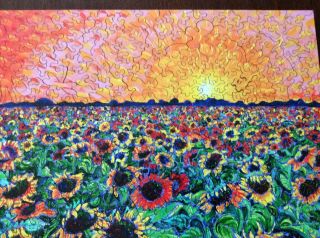 Liberty Wooden Jigsaw Puzzle Sunflower Splatter Paint 3
