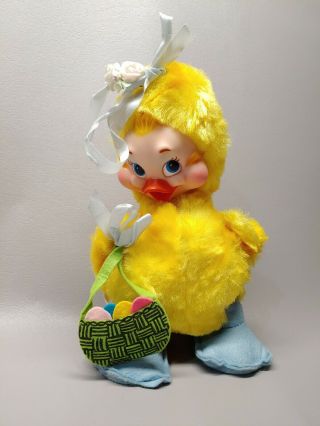 Vintage Rushton Large Easter Chicken Baby Chick Duck Rubber Face W/ Basket