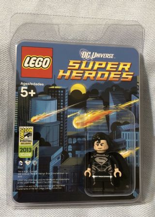 Dc Comics Superman Black Suit Lego Exclusive Comic Con 2013 Sdcc Minifigure Rare