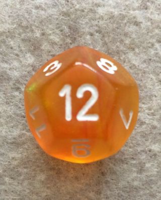 Chessex Orange w/white 7 Borealis Polyhedral RPG D&D Dice – CHX LE609 OOP 4