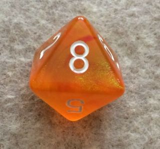Chessex Orange w/white 7 Borealis Polyhedral RPG D&D Dice – CHX LE609 OOP 7