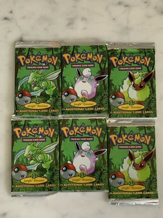 6x Pokemon 1st Edition Jungle Booster Packs
