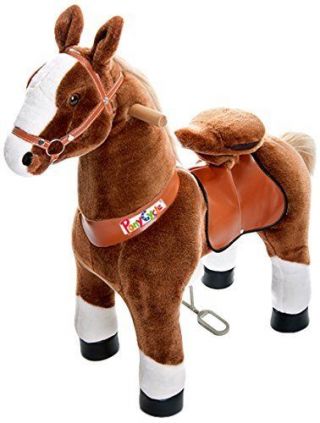 Official Ponycycle Brown And White Ride On Toy Horse Medium For 4 - 9 Years Old