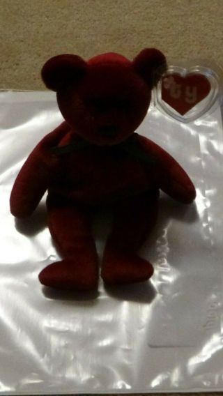 TY beanie baby Cranberry Face Teddy Bear 2nd hang 1st gen tush tags 2
