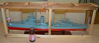 Uss Sims Destroyer Battle Ship Wooden Model Folk Art 44 "