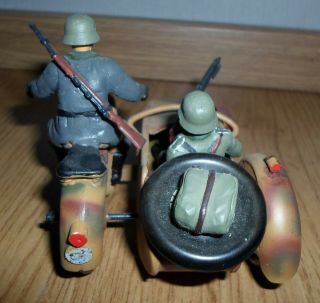 TCO Tippco german Camouflage motorcycle with sidecar & MG composition/tin WWII 4