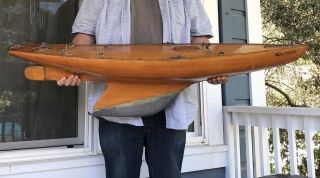 Antique Vintage 50 Inch Model 50/800 Marblehead Wooden Pond Yacht Sail Boat