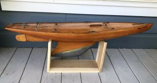 Antique Vintage 50 Inch Model 50/800 Marblehead Wooden Pond Yacht Sail Boat 6