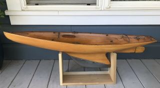 Antique Vintage 50 Inch Model 50/800 Marblehead Wooden Pond Yacht Sail Boat 7