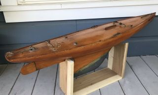 Antique Vintage 50 Inch Model 50/800 Marblehead Wooden Pond Yacht Sail Boat 8