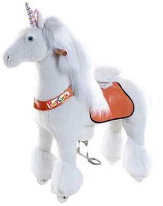 Official Ponycycle Unicorn Ride On Toy | Medium White Horse For 4 - 9 Years Old
