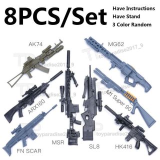 1/6 AK74 FNSCAR MSR MG42 M1Super90 HK416 Machine Gun Rifle Weapon Gun Model Set 3