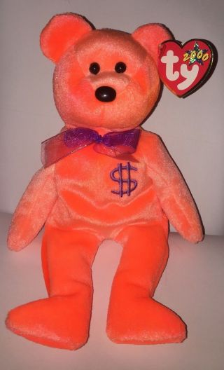 Ty Billionaire 3 Beanie Baby Bear Autographed 631 Of Only 650 Mwmt Mq