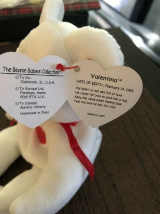 Valentino Ty Beanie Baby with Brown Nose Black Eyes.  1994 Swing & 1993 Tush Tags 3