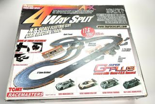 Afx Tomy Racemasters 4 Way Split G - Plus H.  O.  Scale Slot Car Race Set 9945