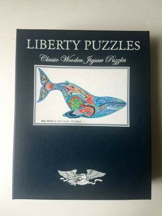 Liberty Classic Wooden Jigsaw Puzzles Blue Whale Made In The Usa Complete