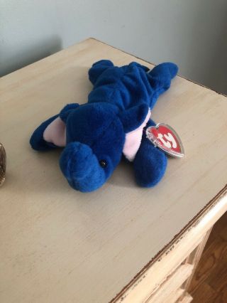 Ty Beanie Baby Peanut Royal Blue Elephant Very Rare 3rd Gen 1st Gen Tush Mq