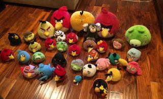 Set Of 34 Angry Birds Plush Stuffed Animals Star Wars Rio Commonwealth 11.  5 & 5”